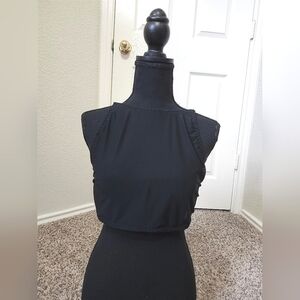 Black Mesh High Neck Halter Bralette Top XL